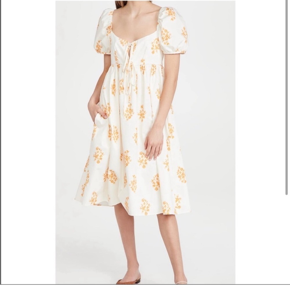 Ciao Lucia Allessia Marigold Cotton Floral‎ dress Medium milkmaid cottagecore